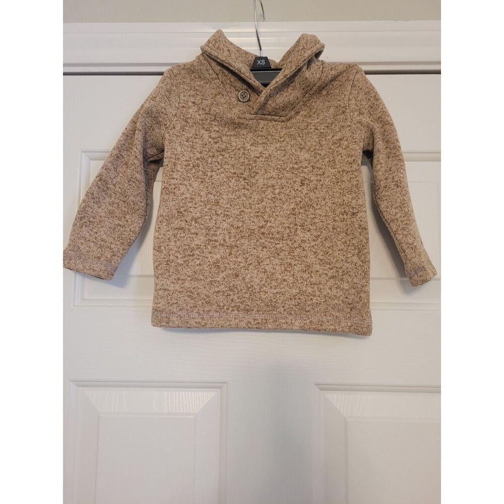 Jumping Beans Boys Sweater Tan Heather Shawl Collar Button Size 18 Months